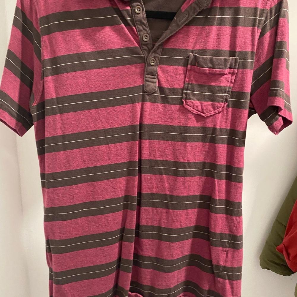 Purple and Brown Striped Polo